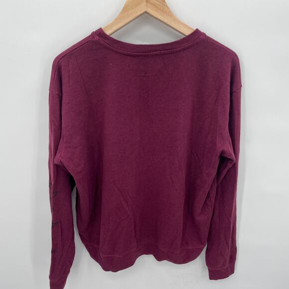 SUNDRY Evereve Varsity Star  Pullover Crewneck Sweatshirt in Burgundy // M - Picture 6 of 9